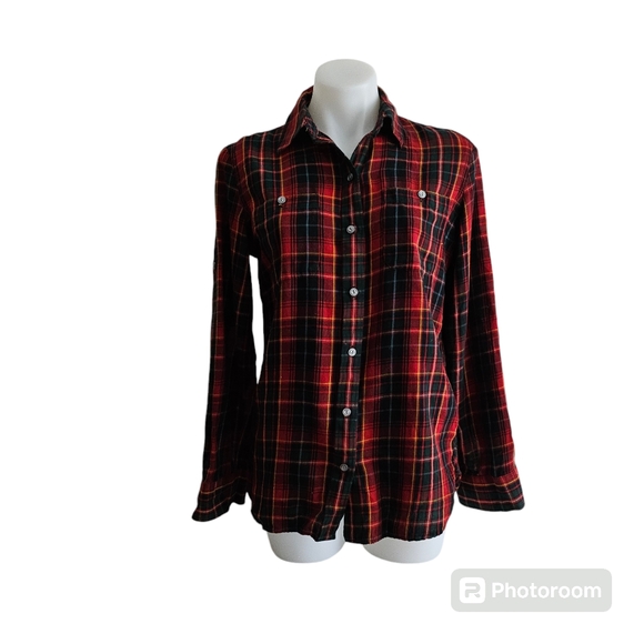 LRL Lauren Jeans Co Ralph Lauren Red Plaid Button Down Shirt Size M - Picture 1 of 9